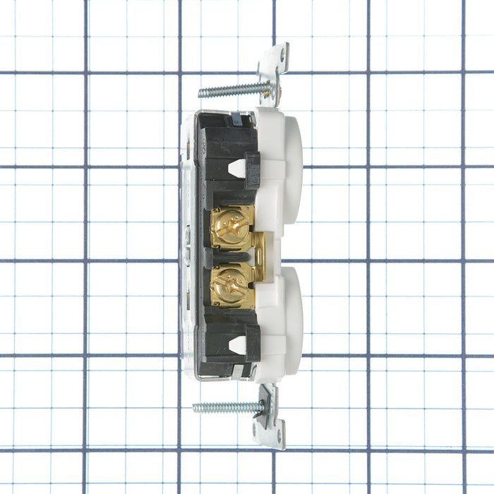 Leviton Duplex Receptacle Outlet Commercial Spec Grade Indented Face 20 Amp 125V Back Or Side Wire NEMA 5-20R 2-P (BR20-W)