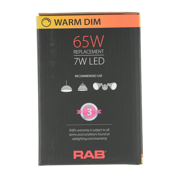 RAB BR30 7W 75W Equivalent 650Lm E26 Base 90 CRI 2200K-3000K Dimmable (BR30-7-922/30-WGD)