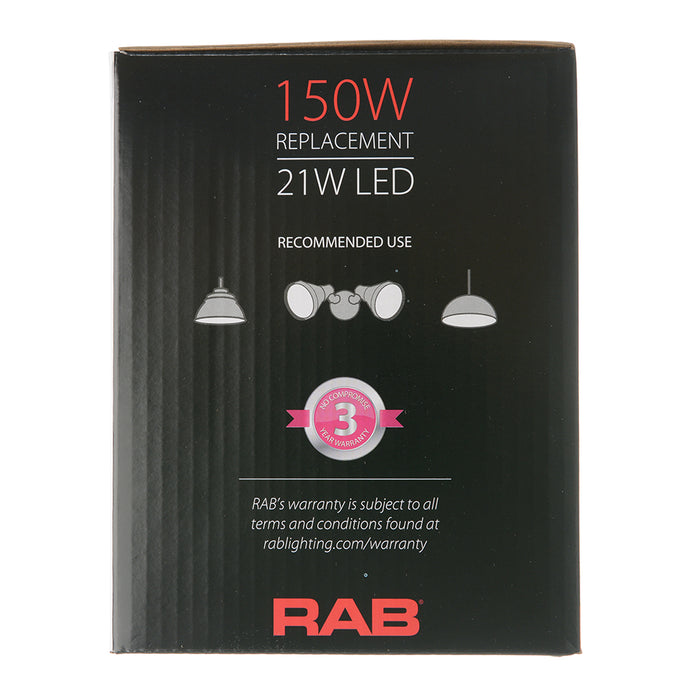 RAB 21W LED BR40 Reflector Bulb CCT Selectable 2700K/3000K/3500K/4000K/5000K 90 CRI 120V E26 Base (BR40-21-9CCT-DIM)