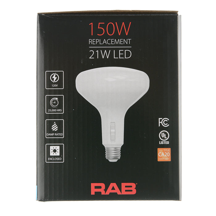 RAB 21W LED BR40 Reflector Bulb CCT Selectable 2700K/3000K/3500K/4000K/5000K 90 CRI 120V E26 Base (BR40-21-9CCT-DIM)
