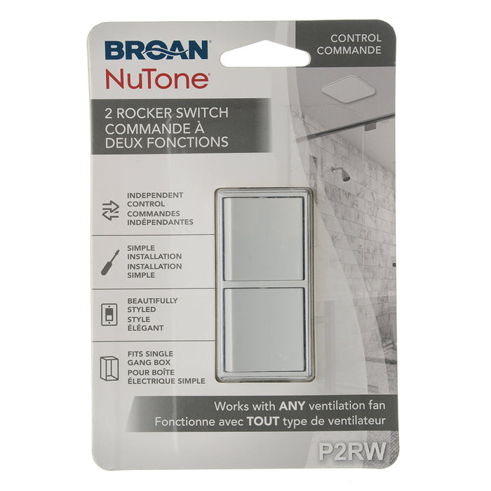 Broan-NuTone 2-Function Rocker Switch Wall Control For Bathroom Exhaust Fan (P2RW)