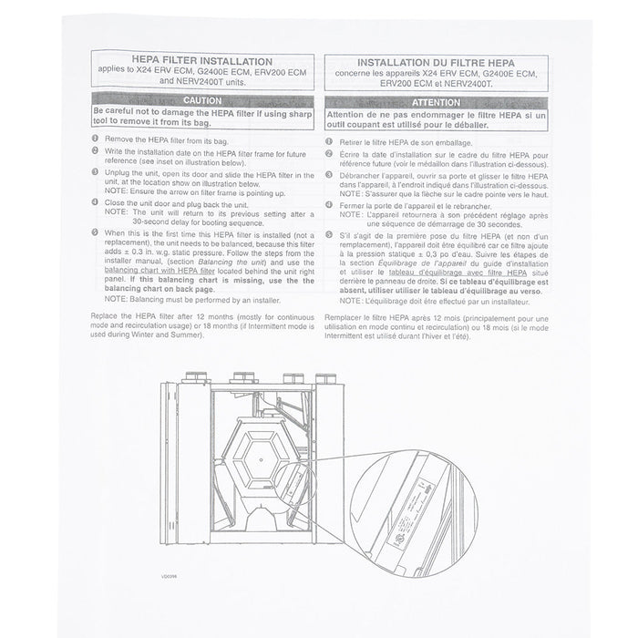 Broan-NuTone Optional Hepa Filter For ERV200TE Model From The HE Series (V22528)