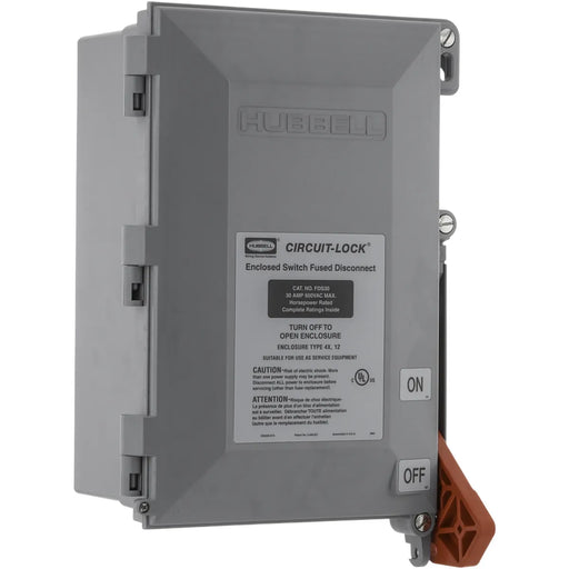 Bryant TECH-SPEC Fused Disconnect Switch Fused 3-Pole 30A 600V AC NEMA 4X 12 Non-Metallic Enclosure For Use With Class J Fuses (BRYFD30)