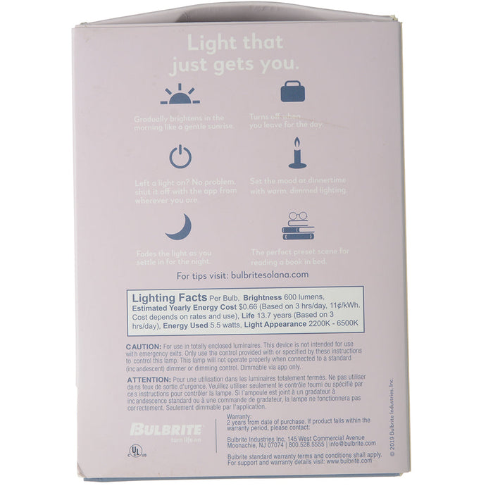 Bulbrite SL5WG25/W/CL/1P Smart LED Wi-Fi Bulb 5.5W G25 White Light Clear 60W Equivalent (293120)