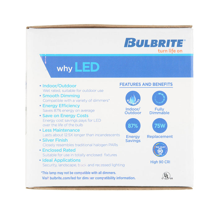 Bulbrite LED10PAR30S/FL40/927/WD/2 10W LED PAR30 Short Neck 2700K 90 CRI Flood Wet Location Dimmable (772274)