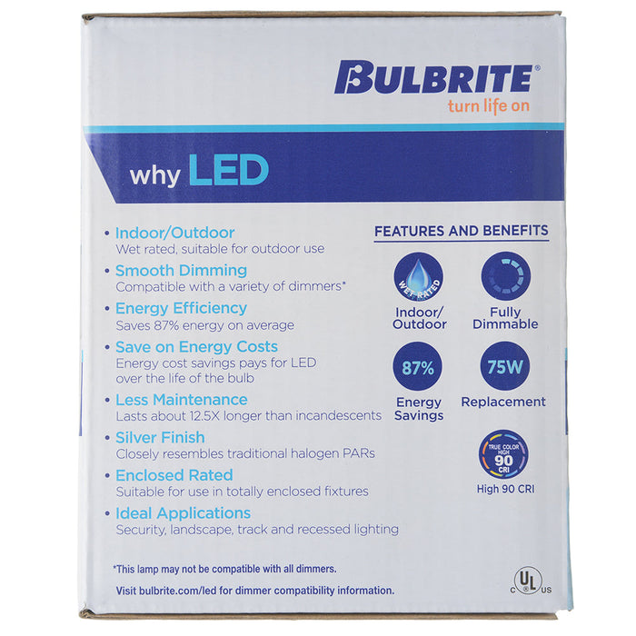 Bulbrite LED10PAR30L/FL40/927/WD/2 10W LED PAR30 Long Neck 2700K 90 CRI Flood Wet Location Dimmable (772286)