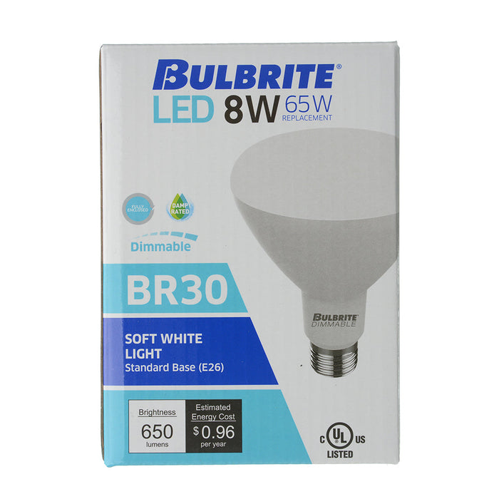 Bulbrite LED8BR30/830/D/4 8W LED BR30 3000K E26 Base 120V (772871)