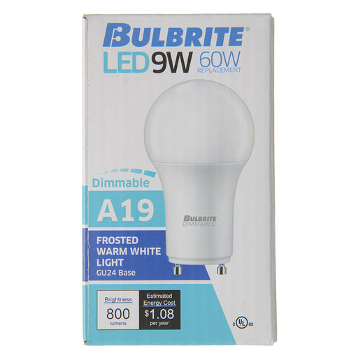 Bulbrite LED9A19/P60W/927/GU24/J/D/1P 9W LED A19 60W Equivalent Premium Dimmable 2700K GU24 Base 120V (774241)