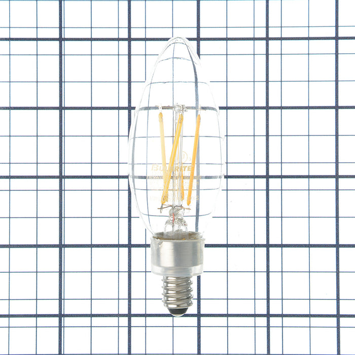 Bulbrite LED5B11/27K/FIL/D/B/2 5W LED B11 Filament Bulb 2700K 500Lm 120V E12 Base Clear (776203)