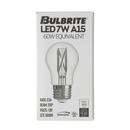 Bulbrite LED7A15/30K/FIL/D/B/2 7W LED A15 Filament Bulb Medium E26 Base 3000K 800Lm 120V Clear (776210)