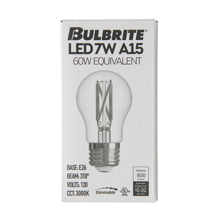 Bulbrite LED7A15/30K/FIL/D/B/2 7W LED A15 Filament Bulb Medium E26 Base 3000K 800Lm 120V Clear (776210)