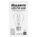 Bulbrite LED7A19/27K/FIL/D/B/2 7W LED Filament A19 Bulb 2700K 800Lm 120V Dimmable Medium E26 Base Clear (776212)