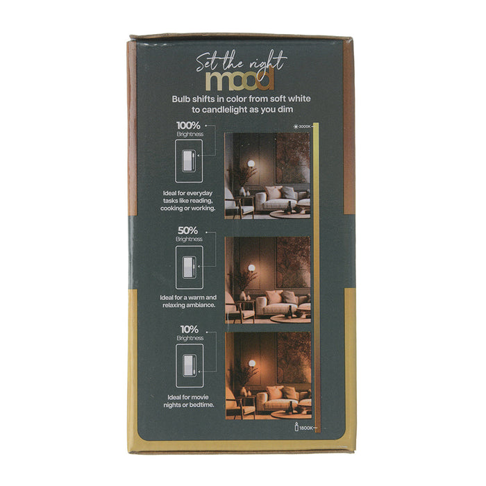 Bulbrite LED9A19/30K-18K/WMDM/FIL/M 9W LED A19 3000K-1800K Filament Bulb Milky Warm Dimming 120V E26 Base (776400)