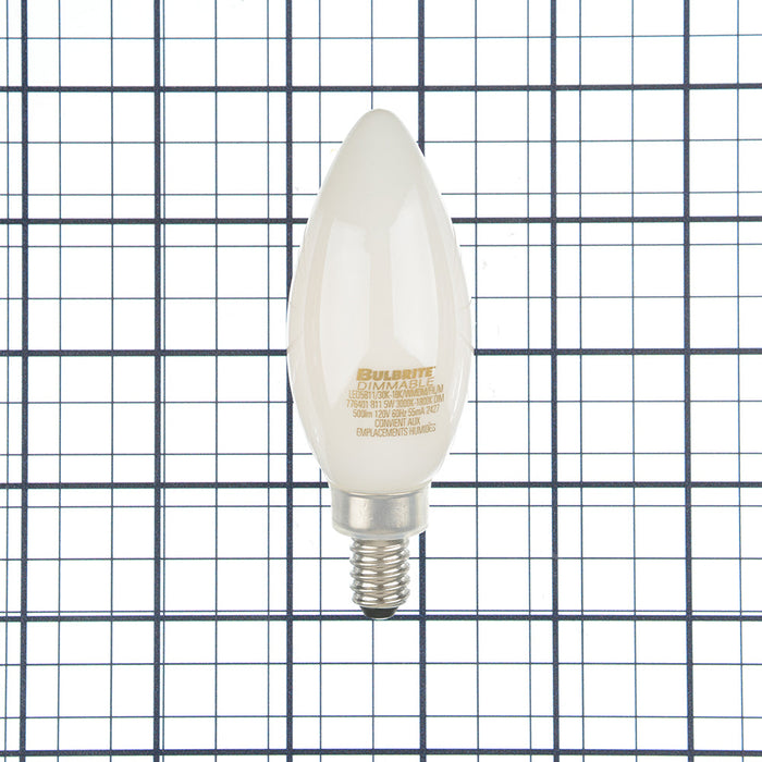 Bulbrite LED5B11/30K-18K/WMDM/FIL/M 5W LED B11 3000K-1800K Filament Bulb Milky Warm Dimming E12 Base 120V (776401)