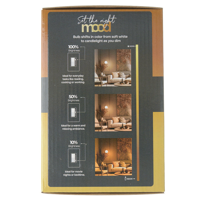 Bulbrite LED4G40/30K-18K/WMDM/FIL/M 4.5W LED G40 Filament Bulb E26 Base 3000K-1800K 350Lm 120V 90 CRI 320 Degree Beam Angle Dimmable Milky (776406)