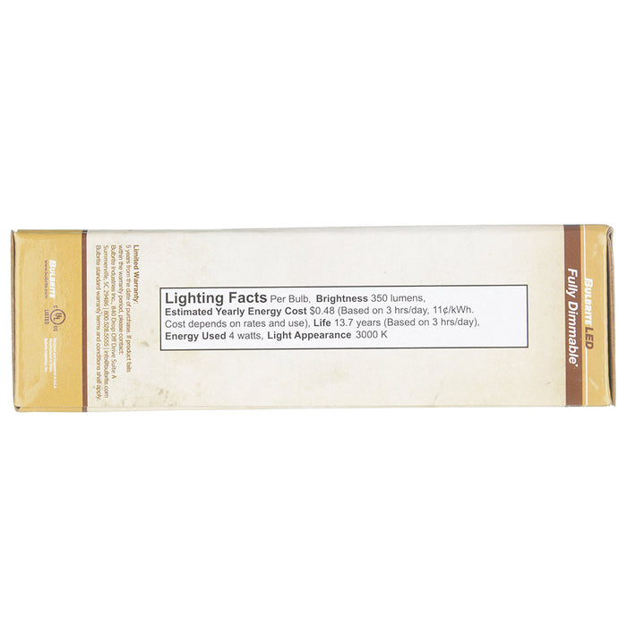 Bulbrite LED4PRISM/30K/FIL/3 4W LED Prismatic 3000K Filament Bulb E12 Base Fully Compatible Dimming 120V Clear (776596)