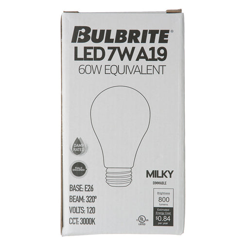 Bulbrite LED7A19/30K/FIL/M/D/B 7W LED A19 3000K Filament Bulb Milky E26 Base Dimmable 120V (776654)