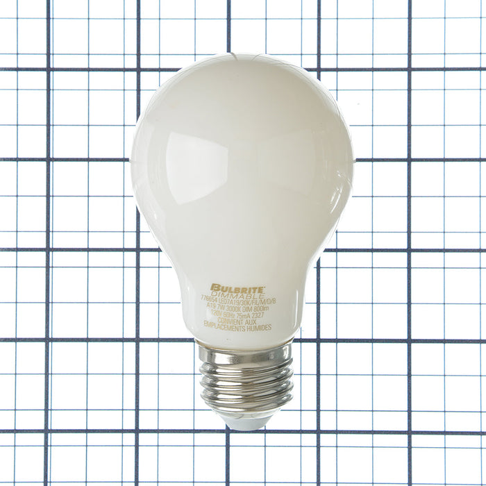Bulbrite LED7A19/30K/FIL/M/D/B 7W LED A19 3000K Filament Bulb Milky E26 Base Dimmable 120V (776654)
