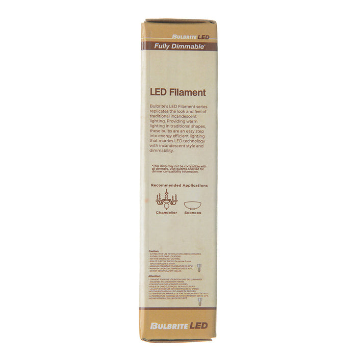 Bulbrite LED4T6/27K/FIL/M/3 4.5W LED T6 2700K Filament Bulb E12 Base Milky Fully Compatible Dimming 120V (776729)