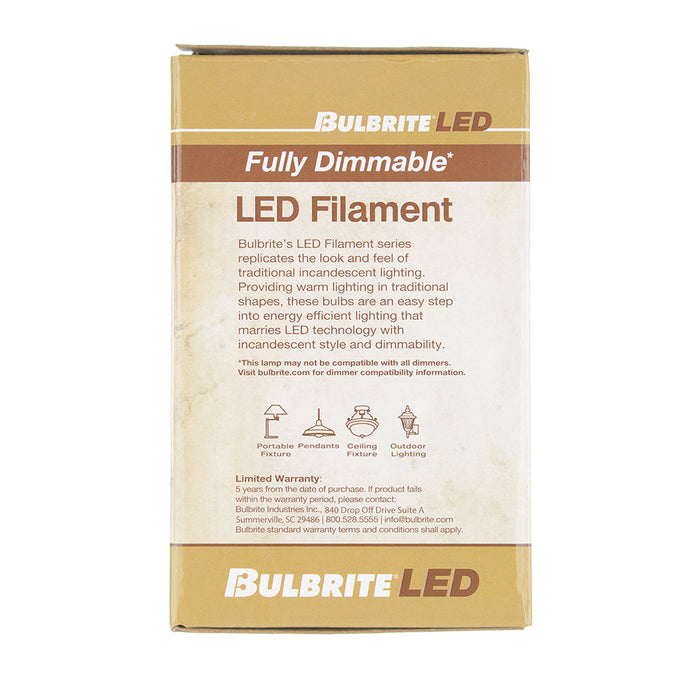Bulbrite LED8G25/27K/FIL/4/JA8 8.5W LED G25 2700K Filament Bulb E12 Base Fully Compatible Dimming 120V Clear (776749)