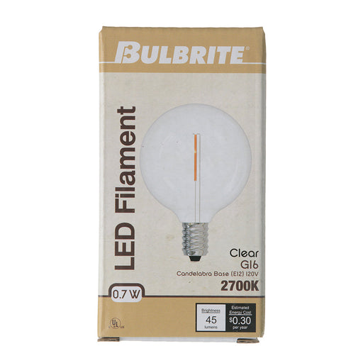 Bulbrite LED1G16/27K/FIL/PL 1W LED G16 2700K Filament (776786)