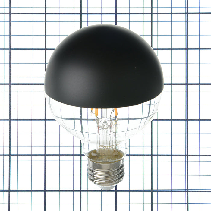 Bulbrite LED5G25/27K/FIL/HB/3 5W LED G25 Filament Bulb E26 Base 2700K 400Lm 120V 90 CRI 320 Degree Beam Angle Dimmable Half Black (776835)