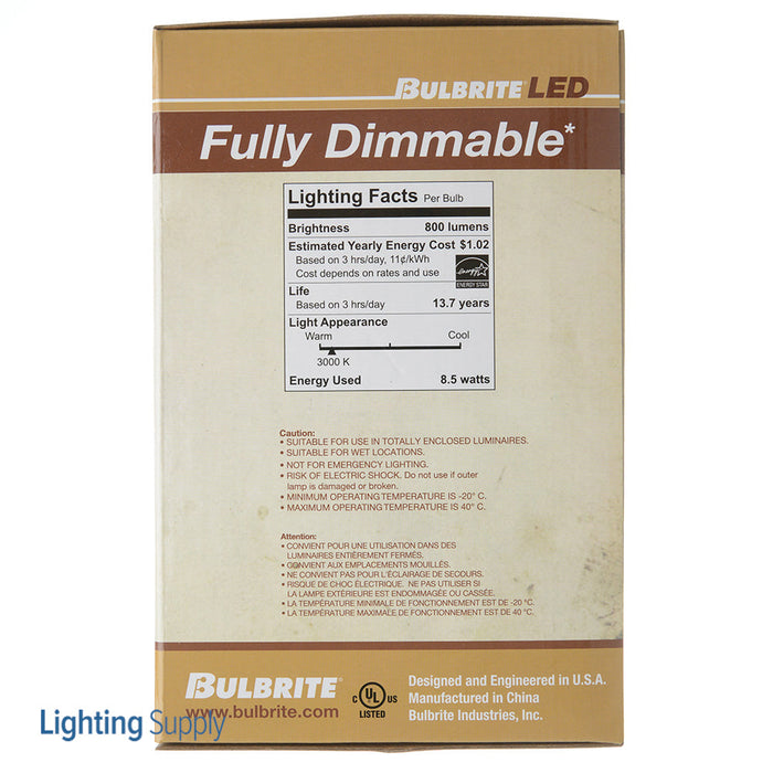 Bulbrite LED8G40/30K/FIL/3 8.5W LED Filament G40 120V Medium E26 Base 3000K Dimmable Clear (776879)