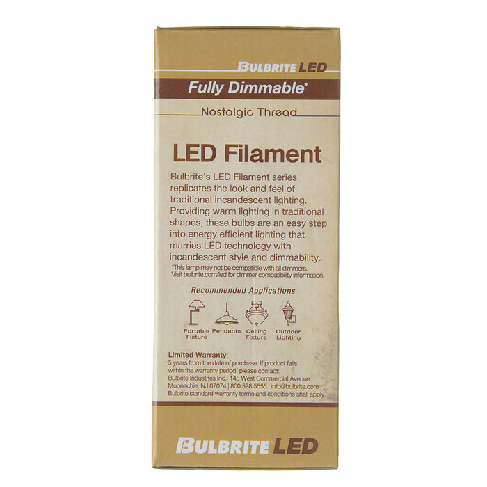 Bulbrite LED7ST18/21K/FIL-NOS/3 7W LED ST18 2100K Filament Nostalgic E26 Fully Compatible Dimming (776909)