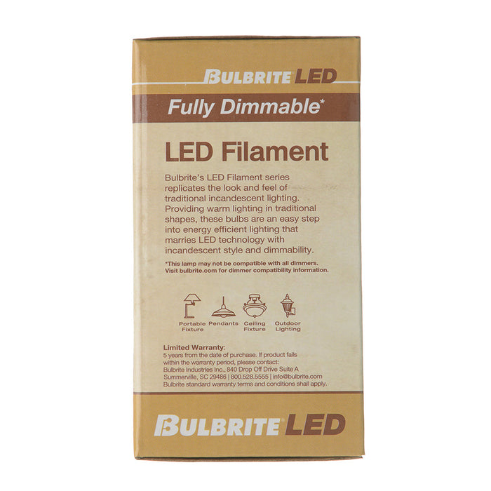 Bulbrite LED9A19/30K/FIL/4 9W LED A19 3000K Filament Bulb 1100Lm 90 CRI E26 Base 120V Fully Compatible Dimming Clear (776914)