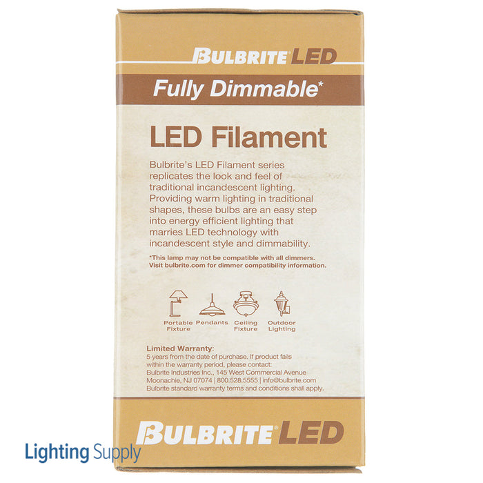 Bulbrite LED14A19/30K/FIL/3 14W LED A19 3000K Filament Bulb 1600Lm 90 CRI E26 Base 120V Fully Compatible Dimming Clear (776916)