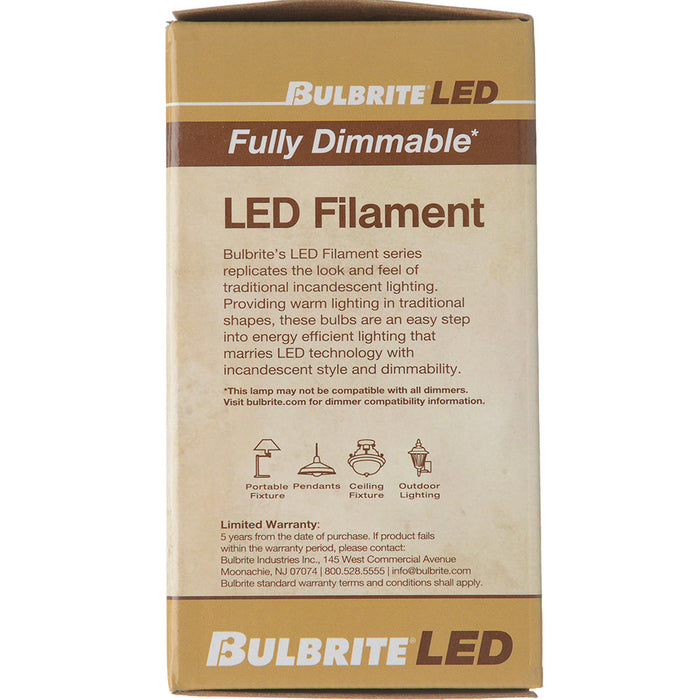 Bulbrite LED14A19/27K/FIL/M/3 14W LED A19 2700K Filament Bulb 1500Lm 90 CRI E26 Base 120V Fully Compatible Dimming Milky (776918)