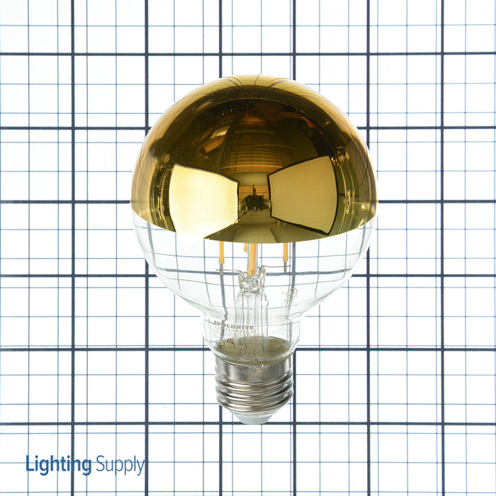 Bulbrite LED4G25/27K/FIL/HG/3 4.5W LED G25 2700K Filament Bulb 350Lm 90 CRI E26 Base 120V Fully Compatible Dimming Half Gold (776923)