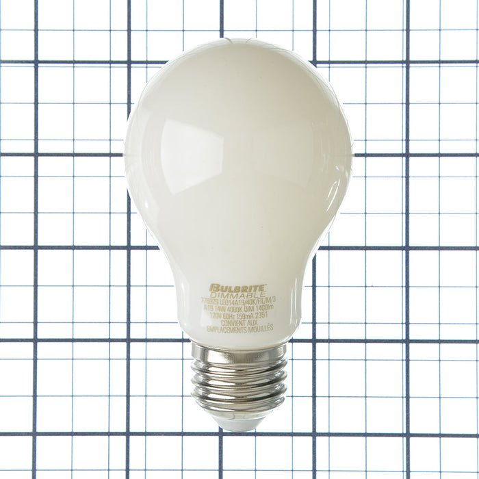 Bulbrite LED14A19/40K/FIL/M/3 14W LED A19 4000K Filament Bulb Milky E26 Base Fully Compatible Dimming 120V (776929)