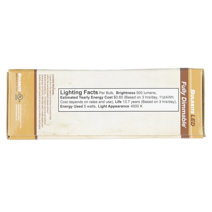 Bulbrite LED5B11/40K/FIL/M/3 5W LED B11 4000K Filament Bulb Milky E12 Base Fully Compatible Dimming 120V (776934)