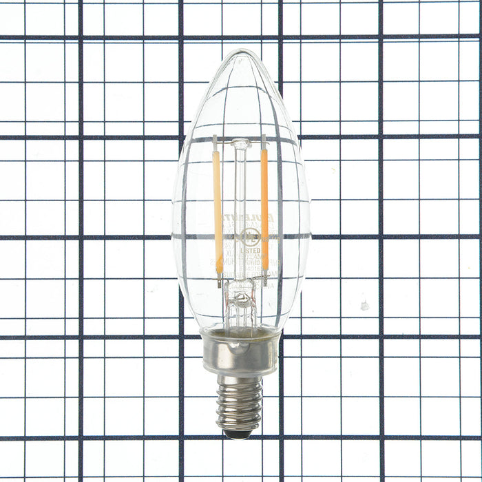 Bulbrite LED2B11/27K/FIL/4 2.5W LED B11 Filament Bulb E12 Base 2700K 250Lm 120V Dimmable Clear (776938)