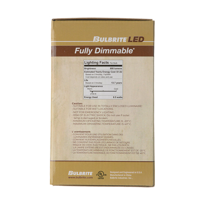 Bulbrite LED8G25/27K/FIL/M/3 7W LED G25 Bulb Medium E26 Base 2700K 800Lm 90 CRI 120V Milky (776944)