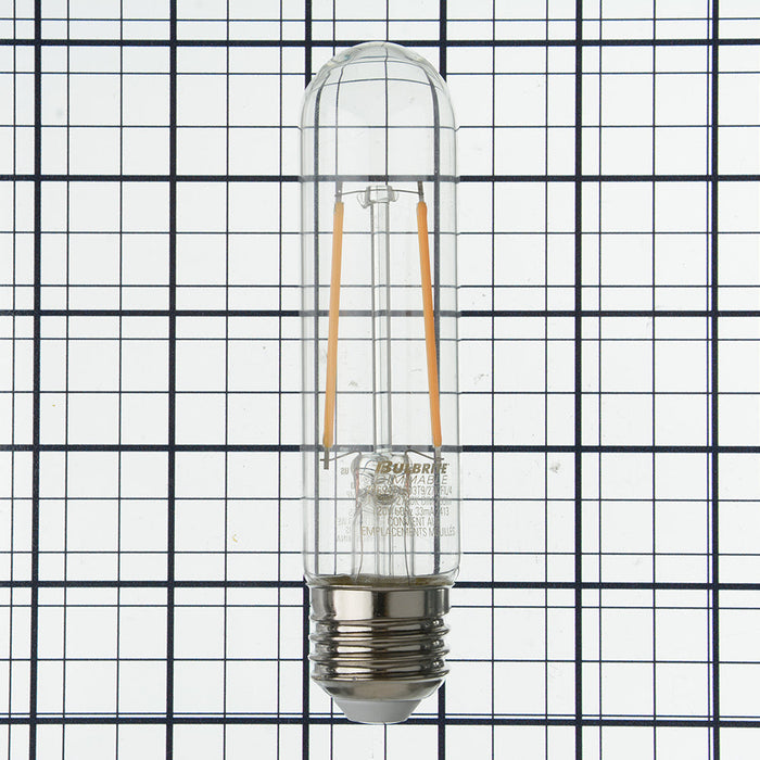 Bulbrite LED3T9/27K/FIL/4 5 Inch 3W LED T9 Tube E26 Base 2700K 250Lm 120V 90 CRI 320 Degree Beam Angle Dimmable Clear (776947)