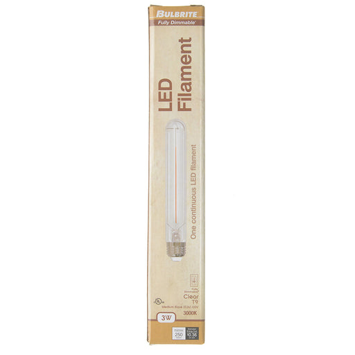 Bulbrite LED3T9/30K/7/FIL/4 7.5 Inch 3W LED T9 Tube E26 Base 3000K 250Lm 120V 90 CRI 320 Degree Beam Angle Dimmable Clear (776949)