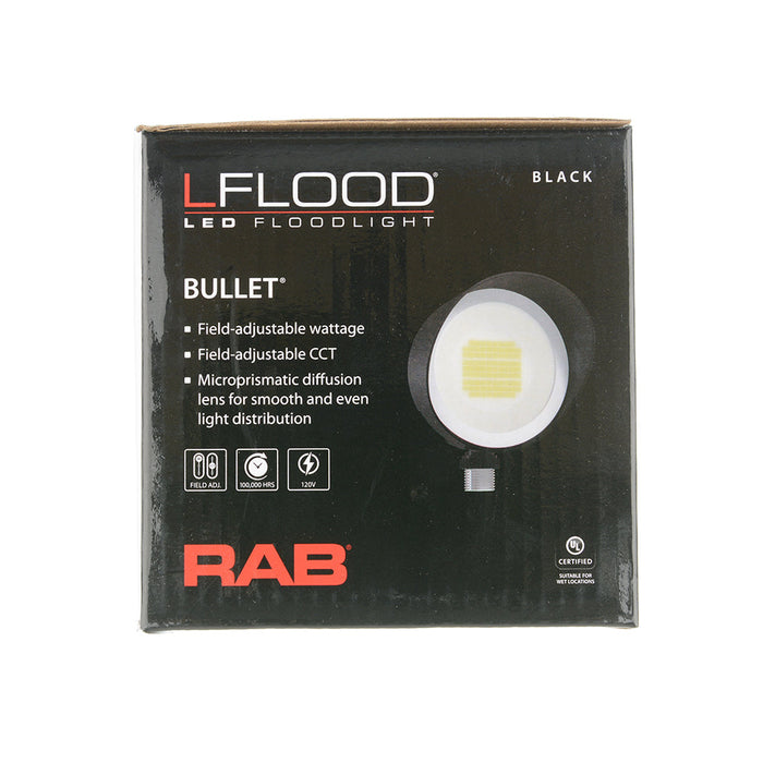 RAB Bullet Flood 12W Cool LED 120V With Hood And Lens Black (BULLET12B)