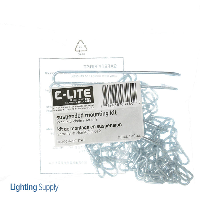 Cree C-Lite Suspended Mount Kit V Hook With 2.5 Foot Chain Set Of 2 (C-ACC-A-SPMTKT)