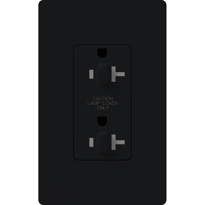 Lutron Claro 20A Receptacle Dual Dimming Tamper-Resistant Black (CAR-20-DDTR-BL)