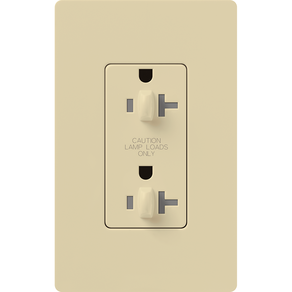 Lutron CAR-20-DDTR-IV Claro Receptacle Dual Dimming Tamper-Resistant ...