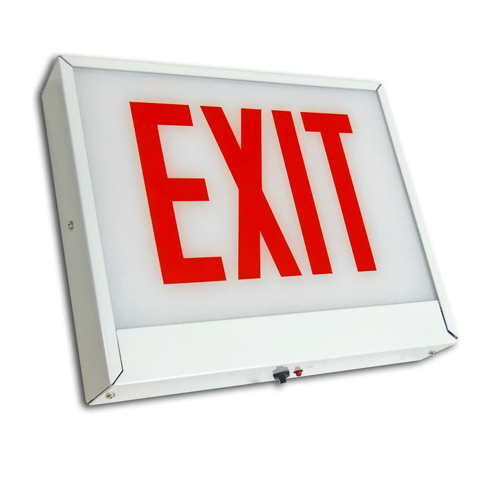 Best Lighting Products Steel Exit/Stair Sign Universal Single/Double Face Red Letters Black Housing Battery Backup Exit No Arrow (CAXTEU2RBEM-NA)