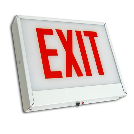 Best Lighting Products Steel Exit/Stair Sign Single Face Red Letters White Housing Battery Backup Exit Right Arrow (CAXTEU1RWEM-RA)
