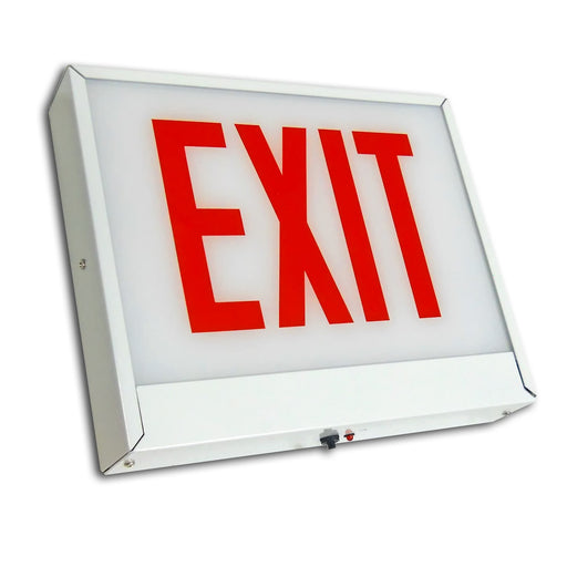 Best Lighting Products Steel Exit/Stair Sign Universal Single/Double Face Red Letters White Housing Battery Backup Exit Double Arrow (CAXTEU2RWEM-DA)