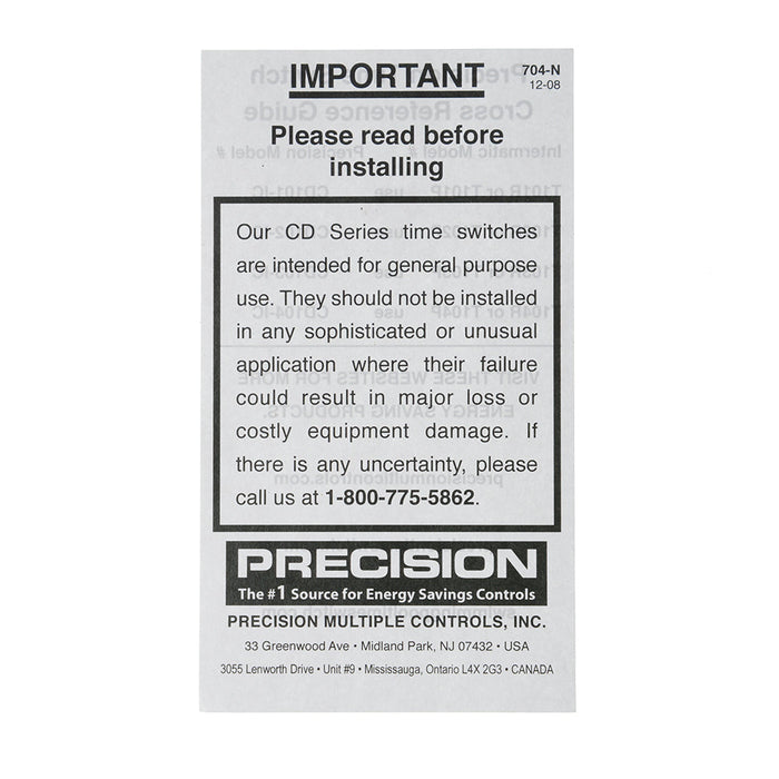 Precision Timer Mechanism With IC Compatible Bracket-Timers Fit Directly Into Intermatic NEMA I And NEMA II Enclosures (CD103-IC)