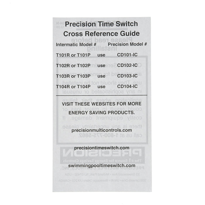 Precision Timer Mechanism With IC Compatible Bracket-Timers Fit Directly Into Intermatic NEMA I And NEMA II Enclosures (CD103-IC)