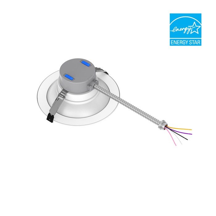 EIKO CD8-PS35-8FCCT-UDIM-WH LED Commercial Downlight 8 Inch Wattage/CCT Selectable 35W/30W/25W/20W/15W 2700K/3000K/3500K/4000K/5000K 80 CRI 120-277V 1-10V Dimming White (15167)