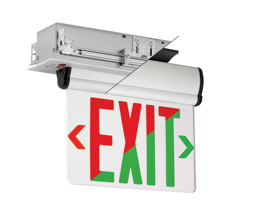 COMPASS CELSNE Edge-Lit Exit Surface Mount Universal Face Red/Green Switchable Satin Aluminum Emergency Operation (93316317)