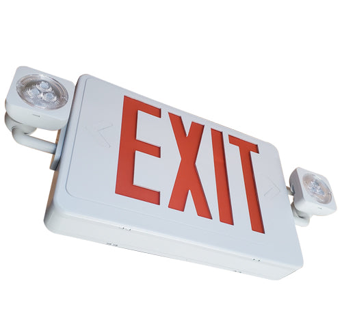 Best Lighting Products All LED Exit And Emergency Thermoplastic Combo Red Letters White Housing No Self-Diagnostics No Remote Capacity (CEMRW)